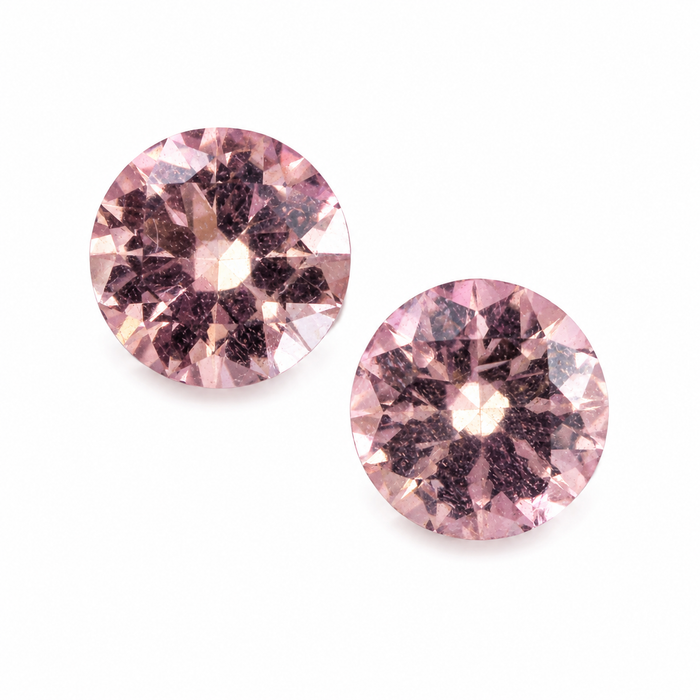 Pink tourmaline round cut matched pair 1.80 carats total - Buy loose or customise