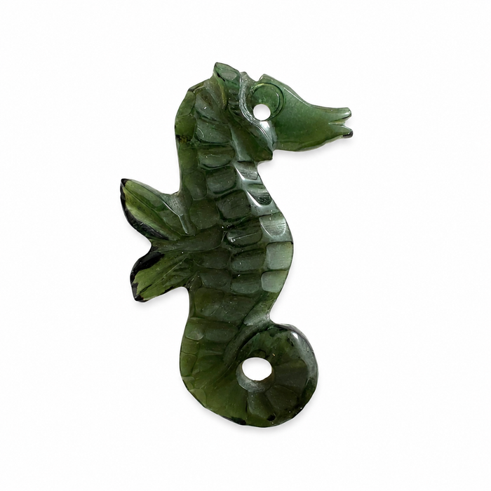 Dark green tourmaline carved seahorse 5.42 carat loose gemstone - Buy loose or customise