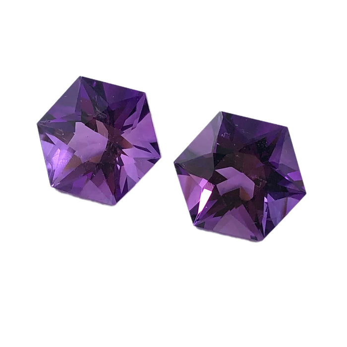 Amethyst pair hexagon cut 7.13 carat loose gemstone - Buy loose or make custom jewelry