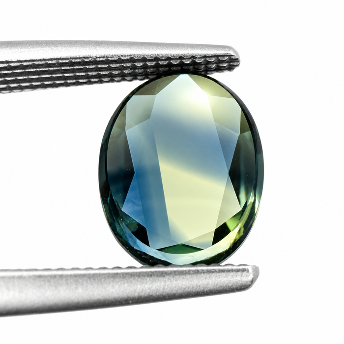 Australian Parti sapphire with colour split growth pattern 1.55ct oval Portrait cut loose gemstone - Buy loose or customise