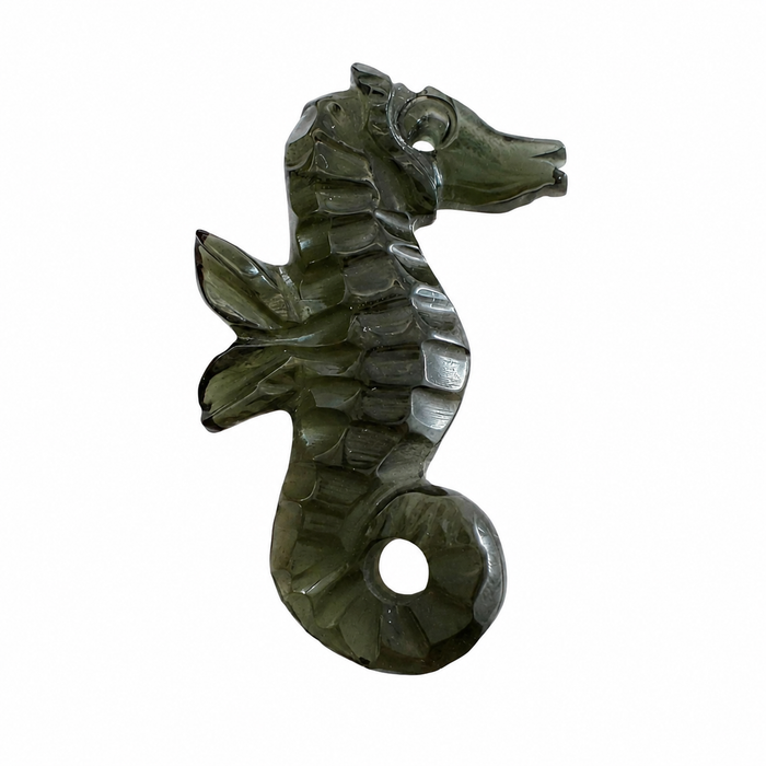 Dark green tourmaline carved seahorse 5.42 carat loose gemstone - Buy loose or customise