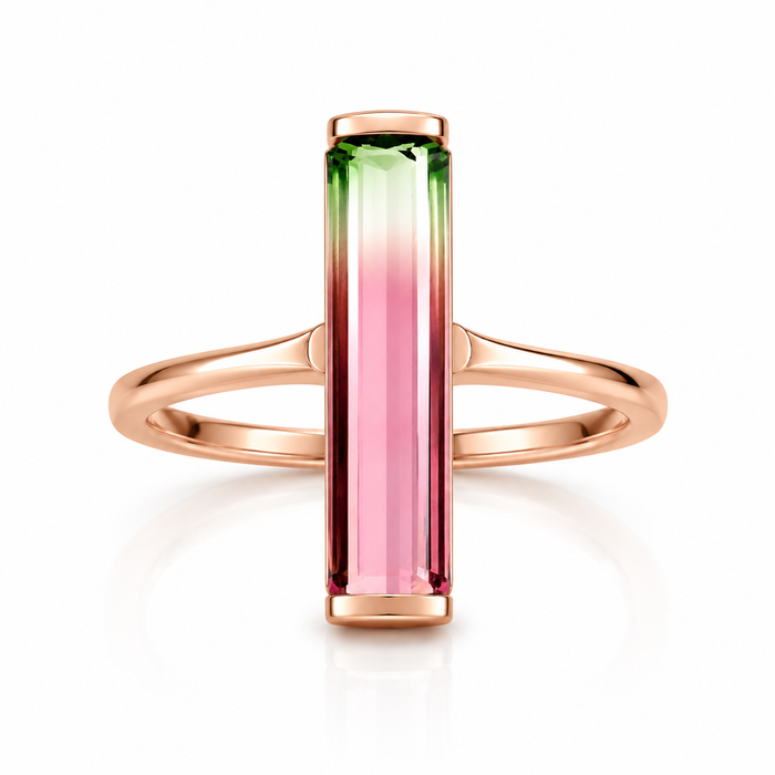Watermelon tourmaline fancy baguette cut 1.73 carat loose gemstone - Buy loose or customise