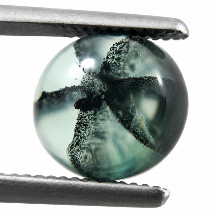 Emerald Trapiche round cabochon cut 1.56 carats 7.5x6.9mm loose gemstone
