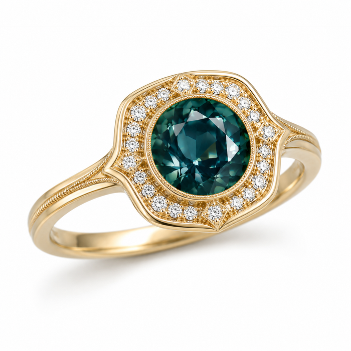 Steel teal Australian Parti Sapphire round cut 1.48 carats - Buy loose or customise