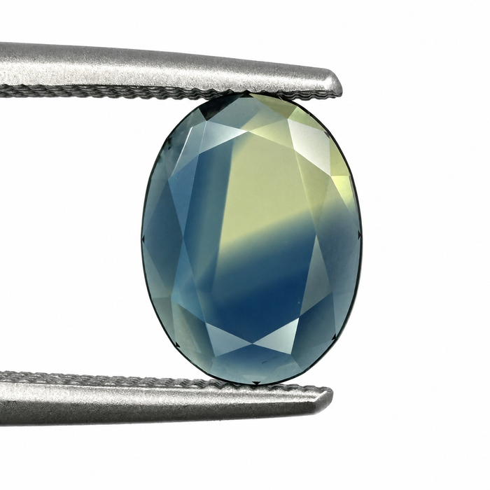 Australian Parti sapphire with colour split growth pattern 1.55ct oval Portrait cut loose gemstone - Buy loose or customise