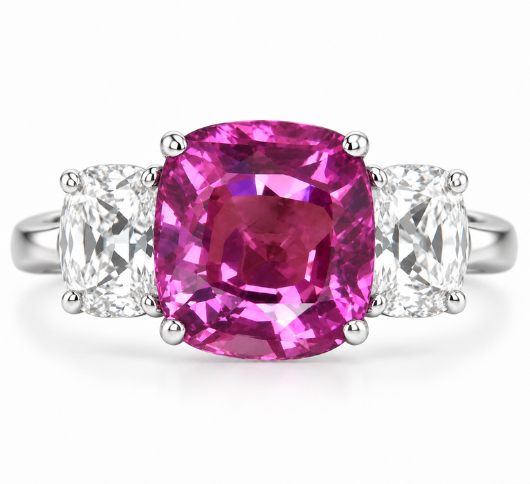 Pink Tourmaline Rubellite square cushion cut 3.65 carats loose gemstone - Make a custom order