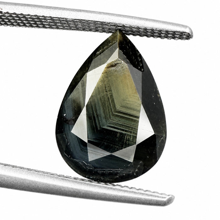 Australian black sapphire with growth pattern 3.23ct pear cut loose gemstone - Buy loose or customise