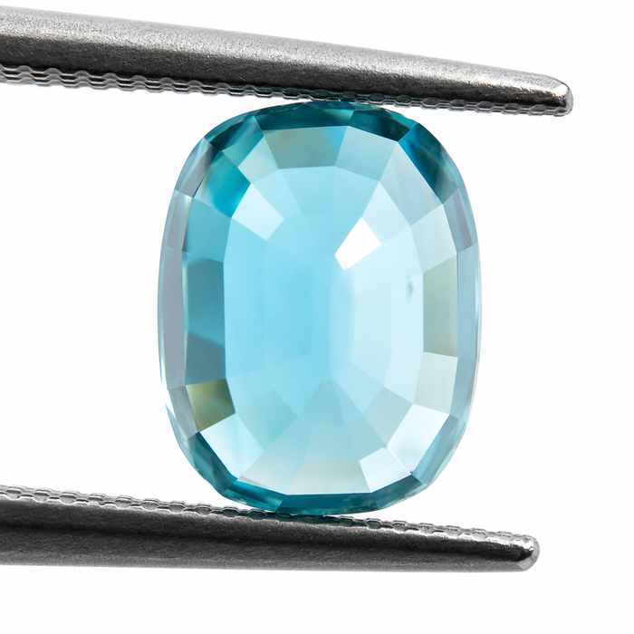 Blue Zircon rectangle cushion cut 4.92 carat gemstone - Buy loose or Make your own custom jewelry