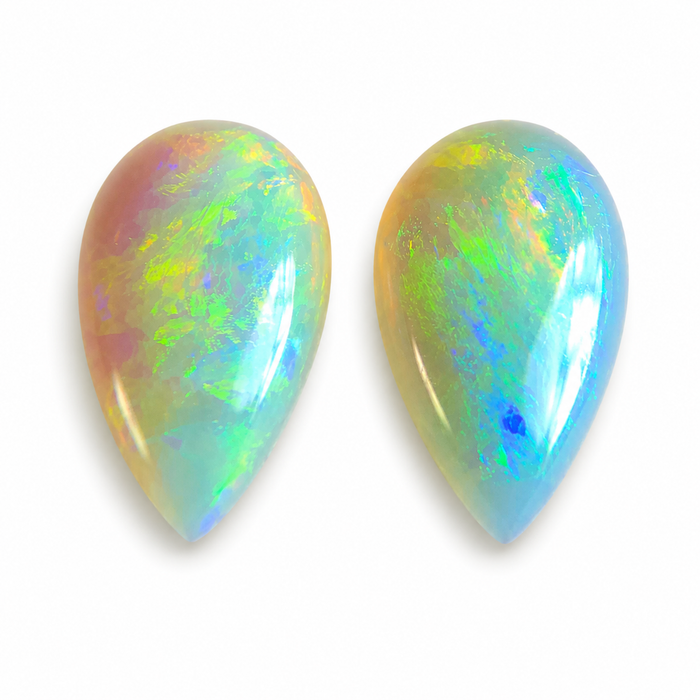 Australian white opal matched pair 2.18 carat total loose gemstone - Buy loose or customise