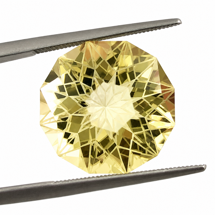 Citrine lemon quartz unique German laser geometric mixed cut 14.24 carat loose gemstone - Buy loose or customise