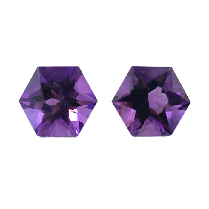 Amethyst pair hexagon cut 7.13 carat loose gemstone - Buy loose or make custom jewelry