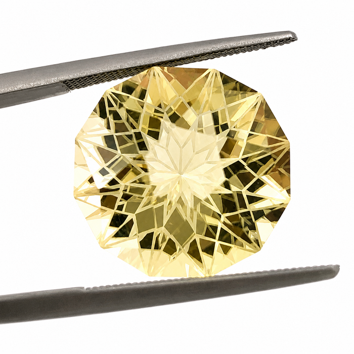 Citrine lemon quartz unique German laser geometric mixed cut 14.24 carat loose gemstone - Buy loose or customise