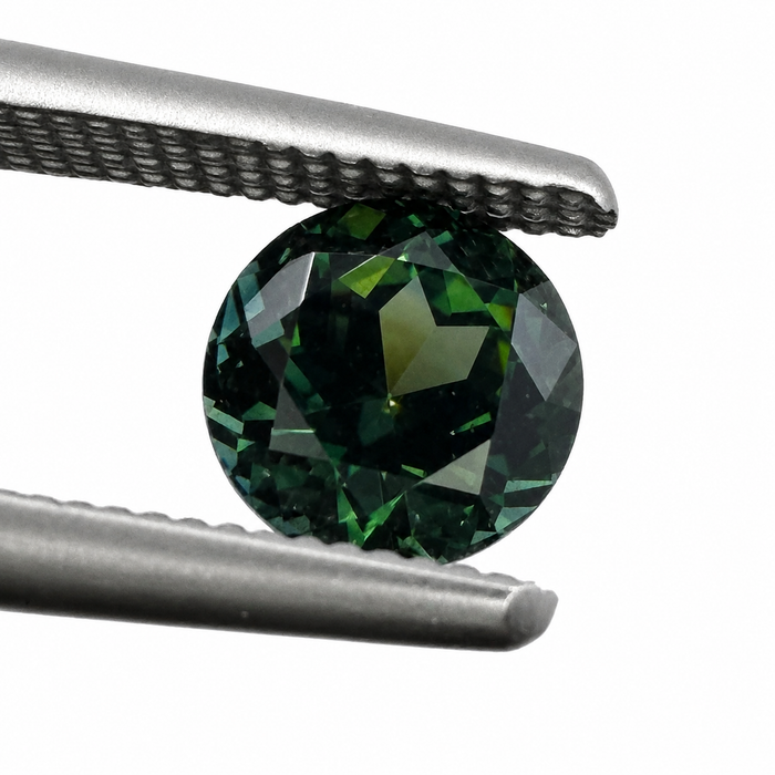 Australian Dark Teal sapphire 0.83 round brilliant cut loose gemstone - Buy loose or customise