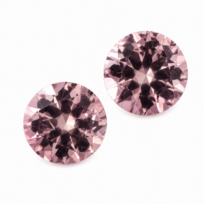 Pink tourmaline round cut matched pair 1.80 carats total - Buy loose or customise
