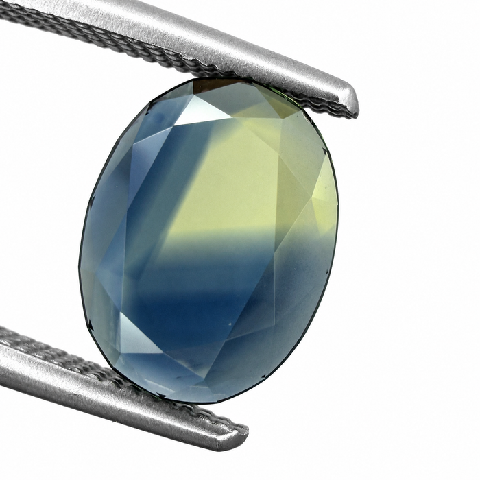 Australian Parti sapphire with colour split growth pattern 1.55ct oval Portrait cut loose gemstone - Buy loose or customise