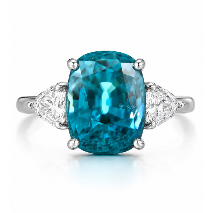 Blue Zircon rectangle cushion cut 4.92 carat gemstone - Buy loose or Make your own custom jewelry