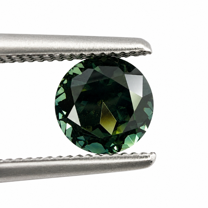 Australian Dark Teal sapphire 0.83 round brilliant cut loose gemstone - Buy loose or customise