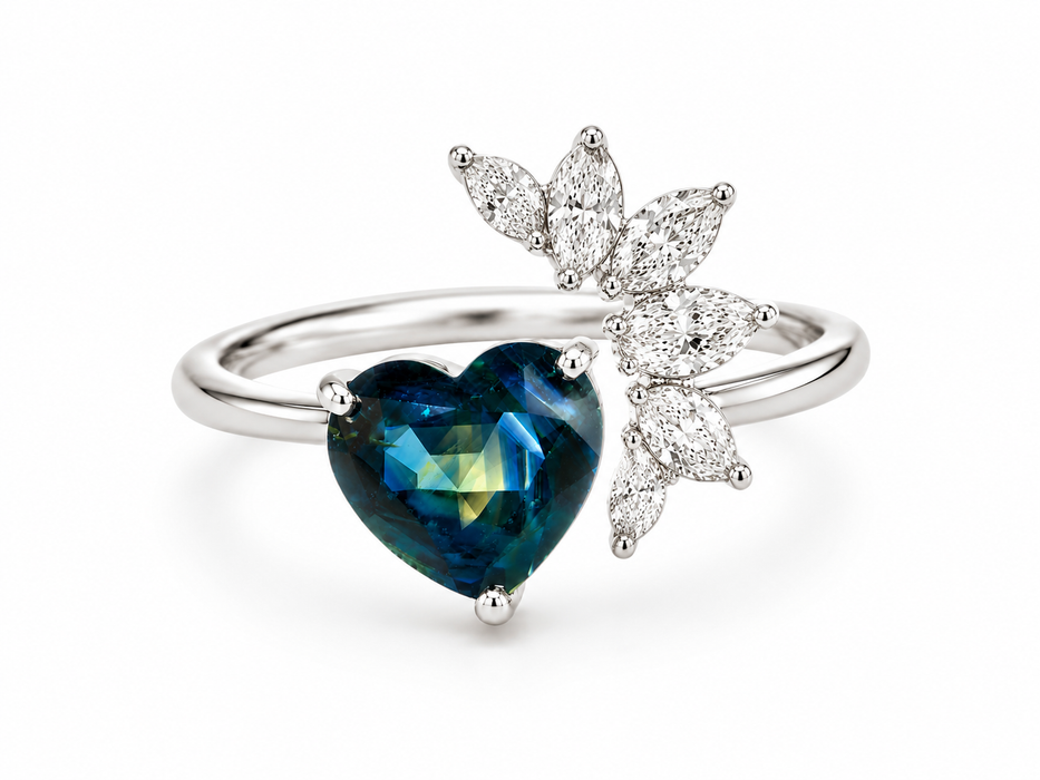 Pharaoh’s eye Australian Parti Sapphire heart cut 4.28 carats - Buy loose or customise