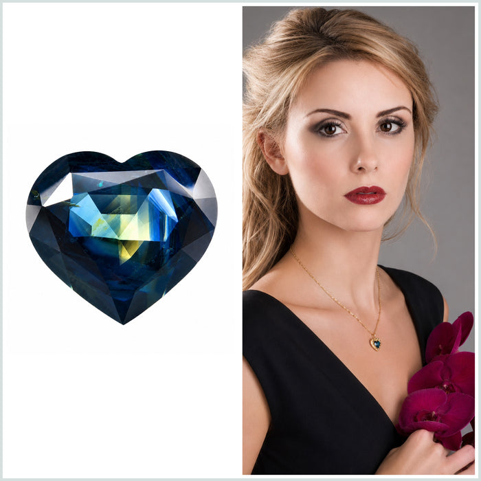 Pharaoh’s eye Australian Parti Sapphire heart cut 4.28 carats - Buy loose or customise