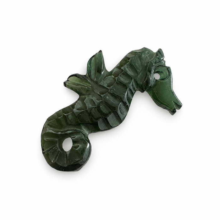 Dark green tourmaline carved seahorse 5.42 carat loose gemstone - Buy loose or customise