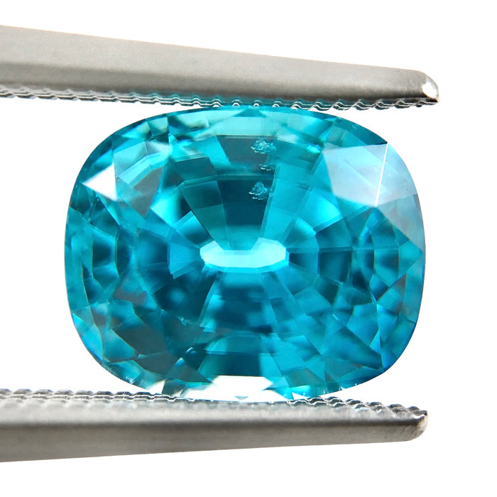 Blue Zircon rectangle cushion cut 4.92 carat gemstone - Buy loose or Make your own custom jewelry