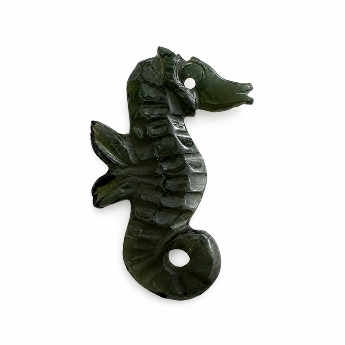 Dark green tourmaline carved seahorse 5.42 carat loose gemstone - Buy loose or customise