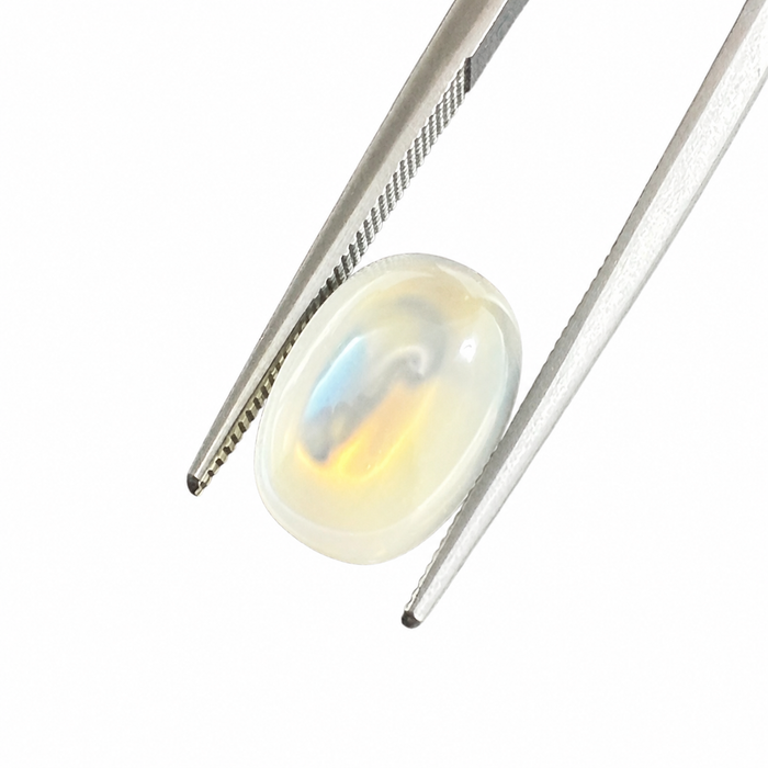 Rainbow moonstone 5.21 carat elongated oval cut sugarloaf cabochon loose gemstone