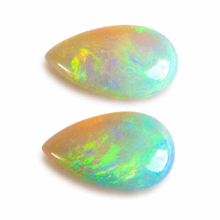 Australian white opal matched pair 2.18 carat total loose gemstone - Buy loose or customise