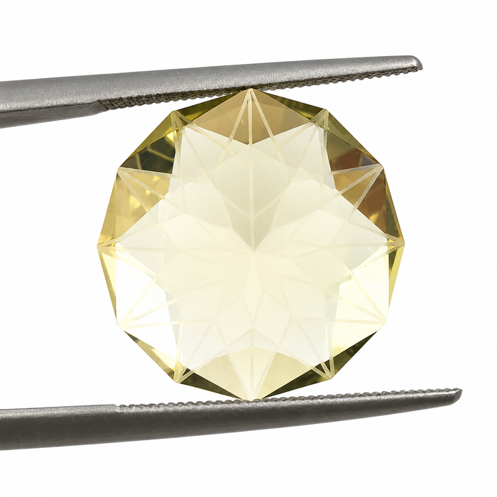Citrine lemon quartz unique German laser geometric mixed cut 14.24 carat loose gemstone - Buy loose or customise