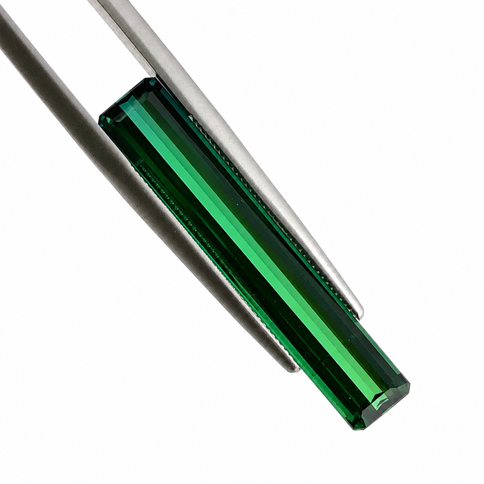 Bi colour blue green tourmaline long baguette cut 6.01 carat loose gemstone