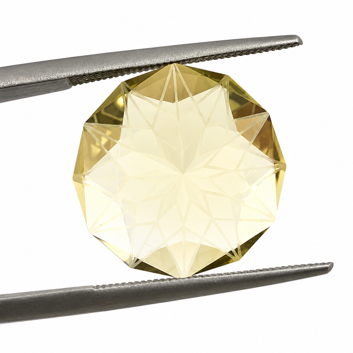Citrine lemon quartz unique German laser geometric mixed cut 14.24 carat loose gemstone - Buy loose or customise