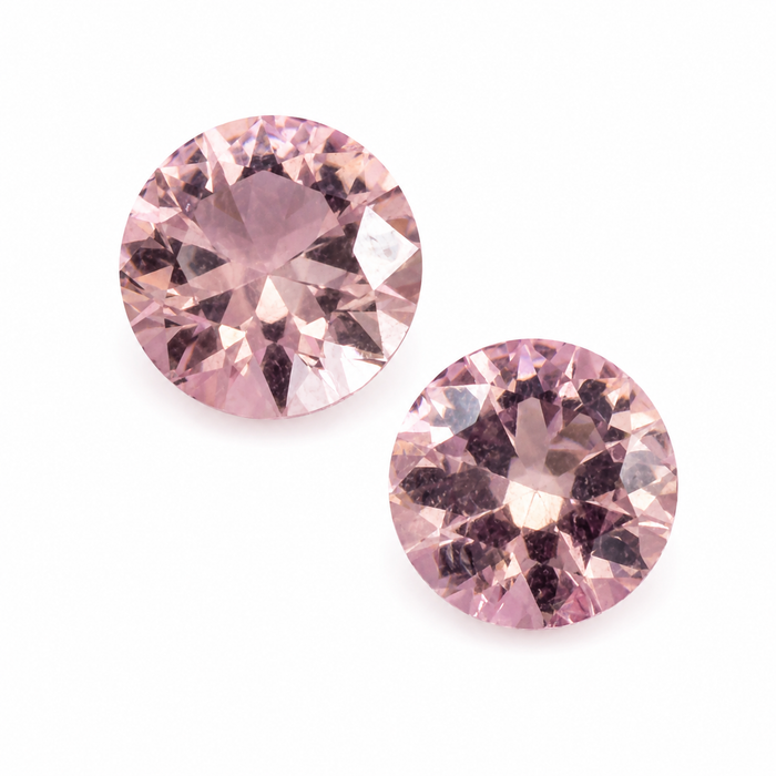 Pink tourmaline round cut matched pair 1.80 carats total - Buy loose or customise