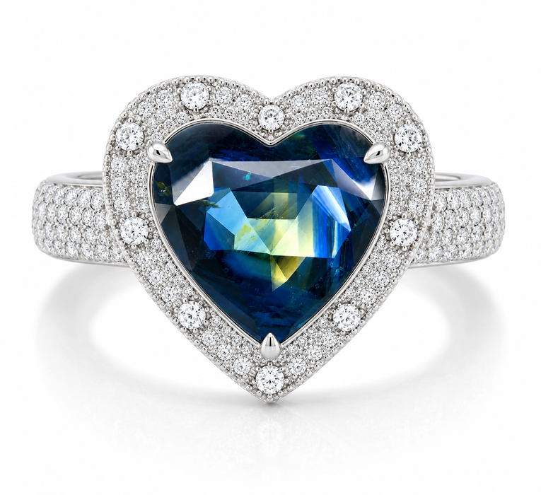 Pharaoh’s eye Australian Parti Sapphire heart cut 4.28 carats - Buy loose or customise