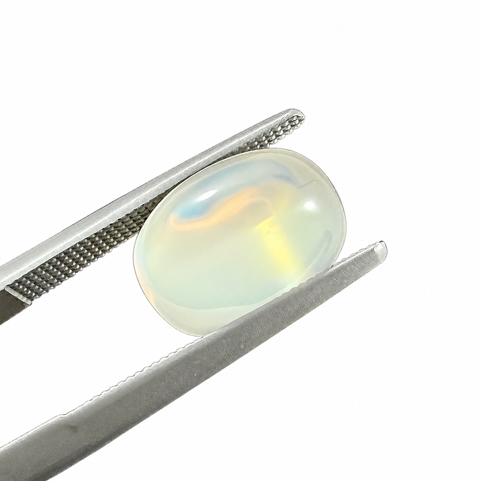 Rainbow moonstone 5.21 carat elongated oval cut sugarloaf cabochon loose gemstone