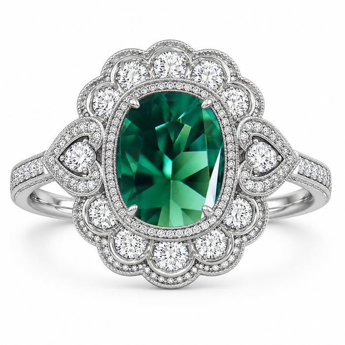 Teal blue green tourmaline cushion cut 1.77 carat loose gemstone - Buy loose or customise