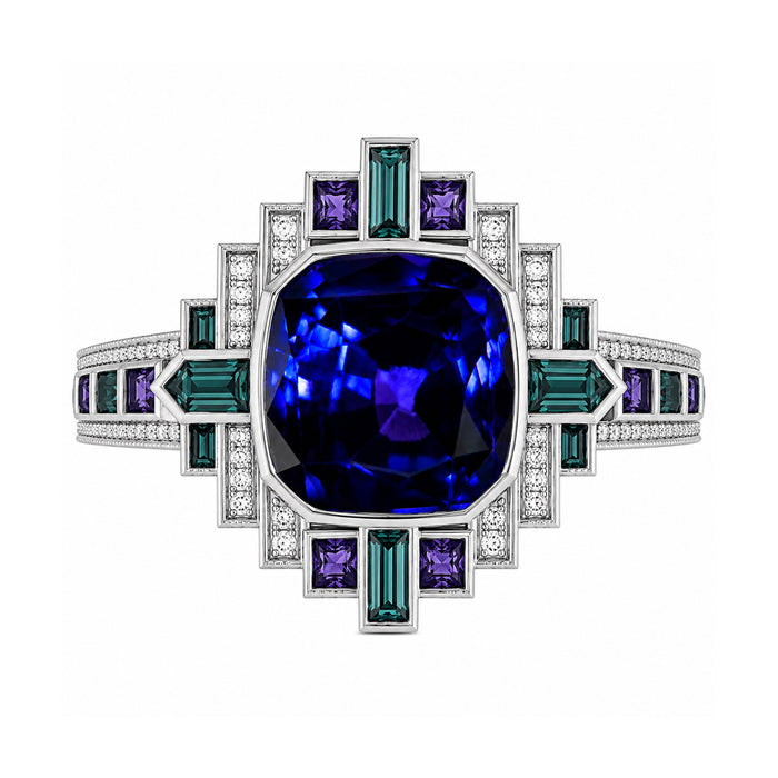 Blue Purple color change Sapphire 2.00 carat 6.63x6.24x5.17mm square cushion cut