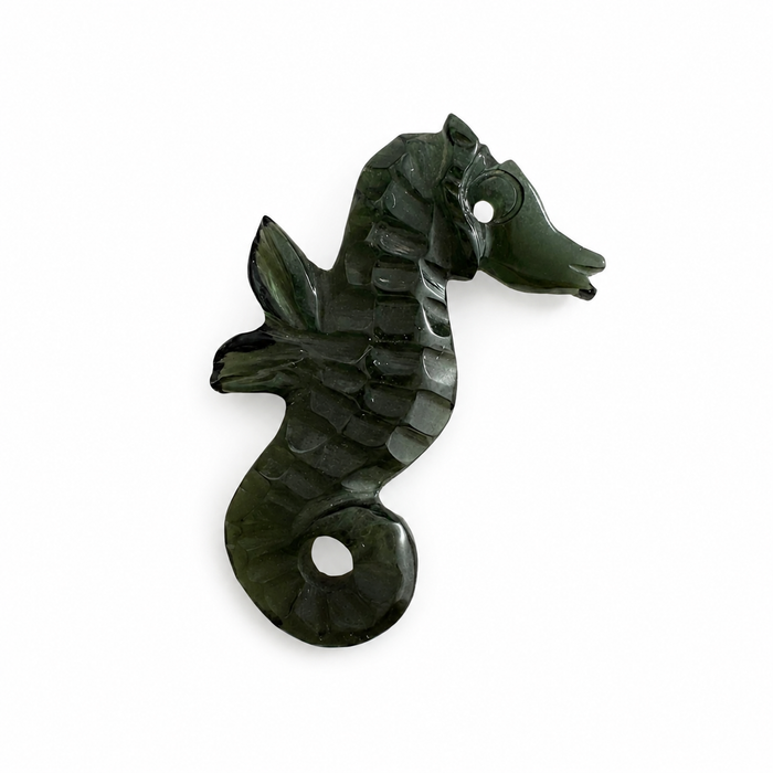 Dark green tourmaline carved seahorse 5.42 carat loose gemstone - Buy loose or customise