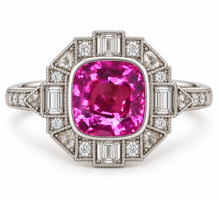 Pink Tourmaline Rubellite square cushion cut 3.65 carats loose gemstone - Make a custom order