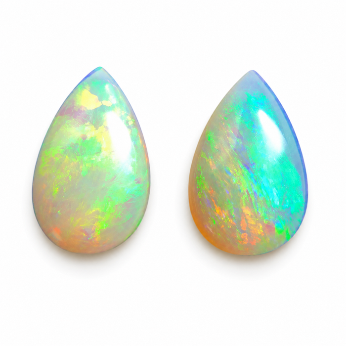 Australian white opal matched pair 2.18 carat total loose gemstone - Buy loose or customise