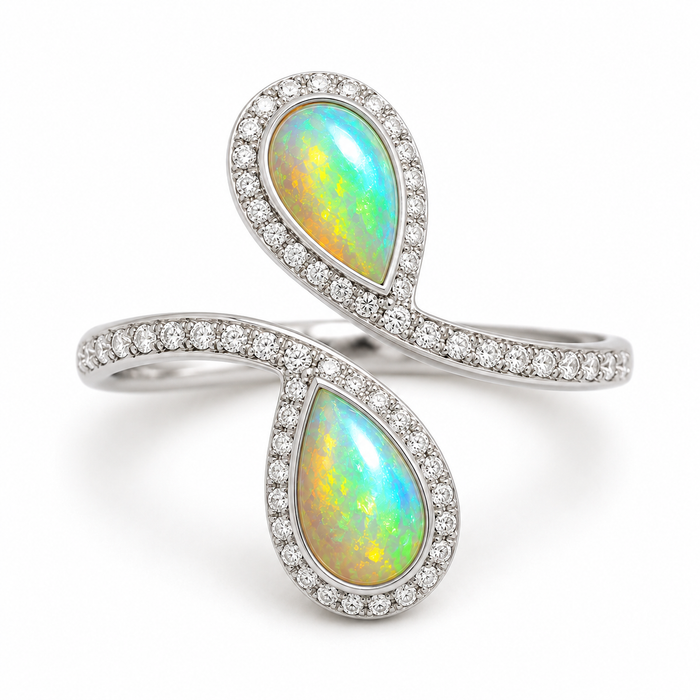 Australian white opal matched pair 2.18 carat total loose gemstone - Buy loose or customise