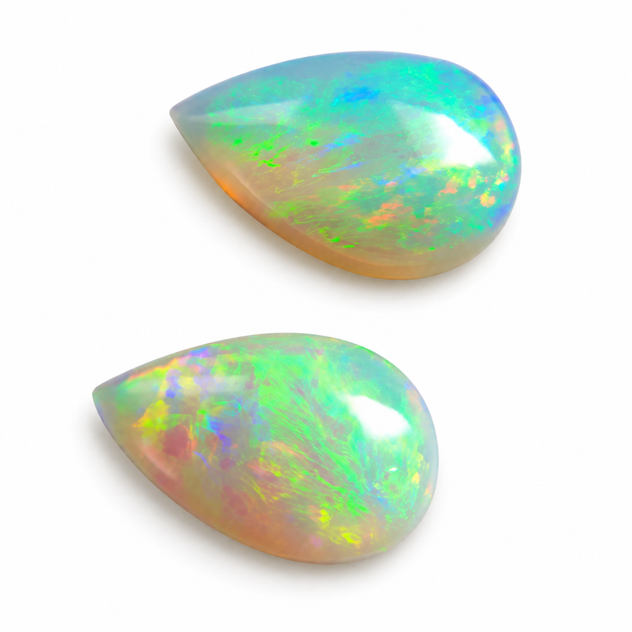 Australian white opal matched pair 2.18 carat total loose gemstone - Buy loose or customise