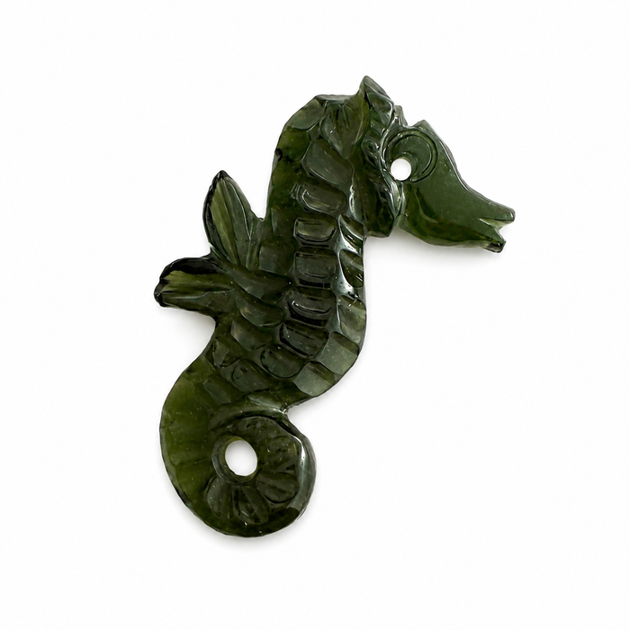 Dark green tourmaline carved seahorse 5.42 carat loose gemstone - Buy loose or customise