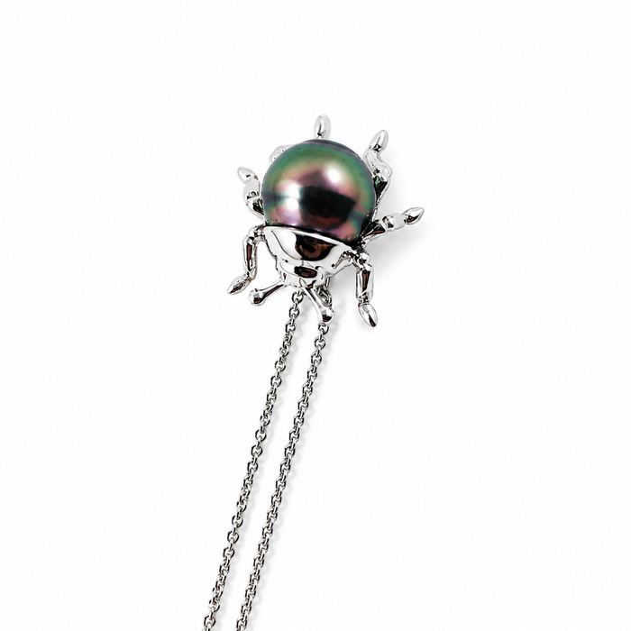 Beetle bug insect choose your Tahitian pearl and 14k gold colour pendant necklace