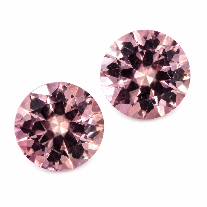 Pink tourmaline round cut matched pair 1.80 carats total - Buy loose or customise