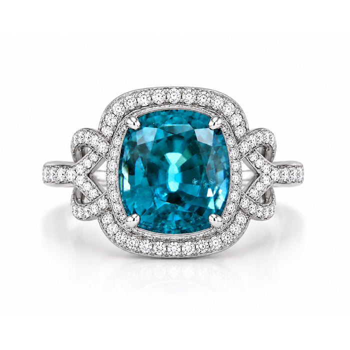Blue Zircon rectangle cushion cut 4.92 carat gemstone - Buy loose or Make your own custom jewelry