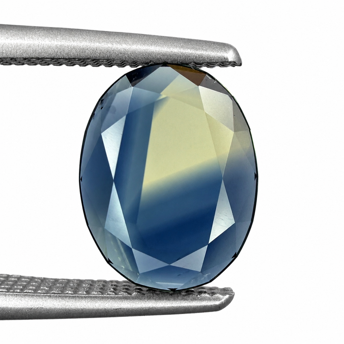 Australian Parti sapphire with colour split growth pattern 1.55ct oval Portrait cut loose gemstone - Buy loose or customise