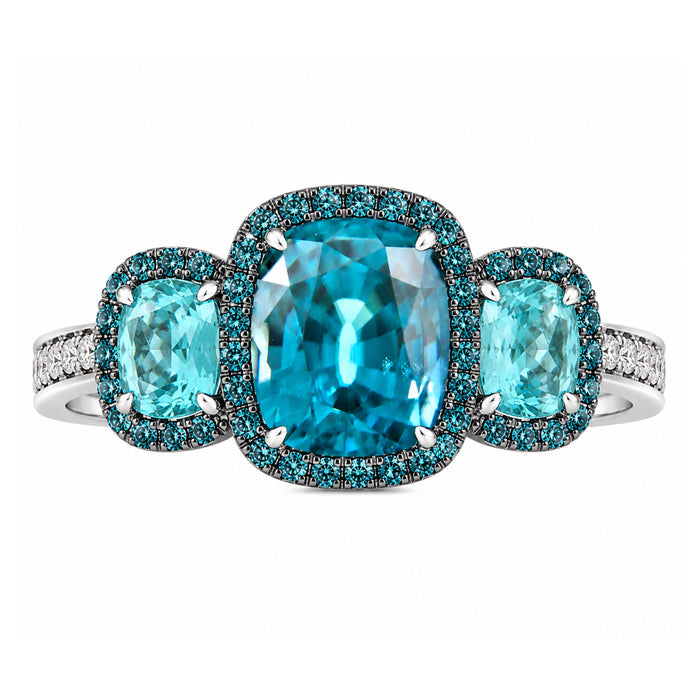 Blue Zircon rectangle cushion cut 4.92 carat gemstone - Buy loose or Make your own custom jewelry