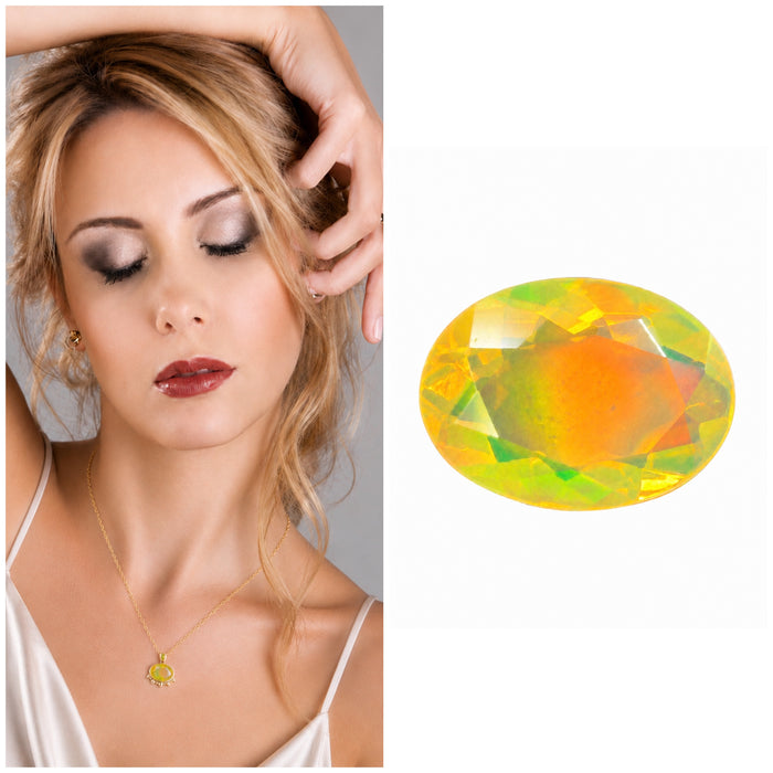 Ethiopian opal 1.45 carat faceted oval cut loose gemstone - Buy loose or make a custom order