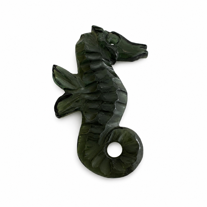 Dark green tourmaline carved seahorse 5.42 carat loose gemstone - Buy loose or customise