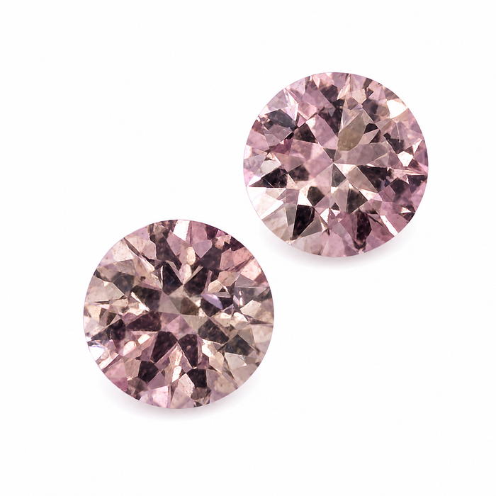 Pink tourmaline round cut matched pair 1.80 carats total - Buy loose or customise